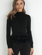 elsa.m by may Maletă Negră Striată cu Pene la bază Jossera