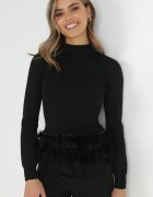 elsa.m by may Maletă Negră Striată cu Pene la bază Jossera