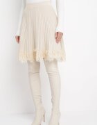 elsa.m by may Mini Fustă Bej Deschis cu elastic în talie cu dantelă Cales