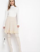 elsa.m by may Mini Fustă Bej Deschis cu elastic în talie cu dantelă Cales