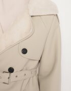 elsa.m by may Palton Bej Deschis cu piept dublu din piele ecologică Phesa