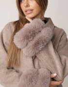 elsa.m by may Palton cu adaos de lână bumbac dungă și blăniță la mâneci Armelina Bej închis