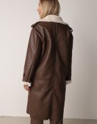 elsa.m by may Palton Maro Lung Oversize din Imitație de Piele și cu Blană Celis
