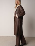elsa.m by may Palton Maro Lung Oversize din Imitație de Piele și cu Blană Celis
