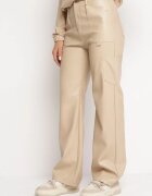 elsa.m by may Pantaloni Bej deschis Largi din Imitație de Piele Ononi
