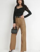 elsa.m by may Pantaloni Bej închis Largi din Imitație de Piele Ononi