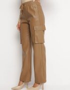 elsa.m by may Pantaloni Bejuri din Piele Ecologică cu Buzunare cu Clapete Flemixa