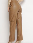 elsa.m by may Pantaloni Bejuri din Piele Ecologică cu Buzunare cu Clapete Flemixa