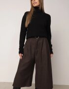 elsa.m by may Pantaloni Casual tip culotte din vâscoză și bumbac cu curea cu cataramă Bisorte Maro