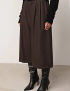 elsa.m by may Pantaloni Casual tip culotte din vâscoză și bumbac cu curea cu cataramă Bisorte Maro