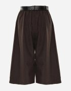 elsa.m by may Pantaloni Casual tip culotte din vâscoză și bumbac cu curea cu cataramă Bisorte Maro