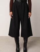 elsa.m by may Pantaloni Casual tip culotte din vâscoză și bumbac cu curea cu cataramă Bisorte Negri