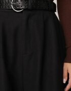 elsa.m by may Pantaloni Casual tip culotte din vâscoză și bumbac cu curea cu cataramă Bisorte Negri