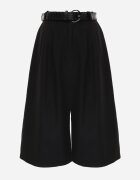 elsa.m by may Pantaloni Casual tip culotte din vâscoză și bumbac cu curea cu cataramă Bisorte Negri