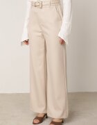 elsa.m by may Pantaloni de costum largi cu curea și cataramă pătrată Khlorile Bej