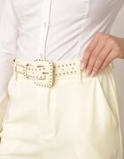 elsa.m by may Pantaloni de costum largi cu curea și cataramă pătrată Khlorile Galbeni