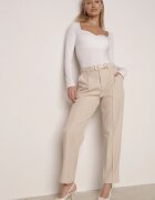 elsa.m by may Pantaloni eleganți bej țigaretă cu talie înaltă și curea cu cataramă Diminas