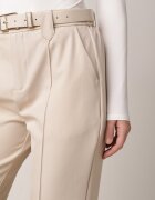 elsa.m by may Pantaloni eleganți bej țigaretă cu talie înaltă și curea cu cataramă Diminas