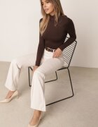 elsa.m by may Pantaloni evazați clasici bej cu talie înaltă Qinna