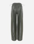 elsa.m by may Pantaloni Largi Verde închis din imitație de piele cu elastic în talie Lundria