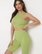 elsa.m by may Pantaloni scurți ciclisti Sportivi Verde deschis rebrați cu talie înaltă Salevitta