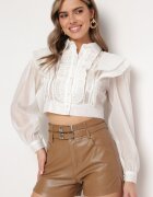 elsa.m by may Pantaloni scurți Maro deschis cu Imitație de piele și Curea Samennis