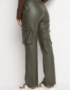 elsa.m by may Pantaloni Verde închis din piele ecologică cu buzunare cu clape Flemixa