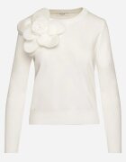 elsa.m by may Pulover Alb cu Viscoză Decorat cu Aplicație Florală 3D Finisat cu Manșete Eviyania