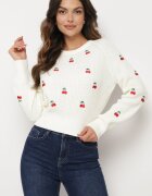 elsa.m by may Pulover Alb cu Viscoză Decorat cu Broderie cu Cireșe Vaithna