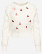 elsa.m by may Pulover Alb cu Viscoză Decorat cu Broderie cu Cireșe Vaithna