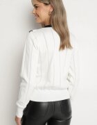 elsa.m by may Pulover Alb cu Viscoză decorat cu Fundă Nasturi Elegante și Detalii Contrastante Miariel