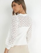 elsa.m by may Pulover Alb din Tricot Reiat cu Dantelă Ratana