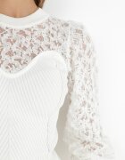 elsa.m by may Pulover Alb din Tricot Reiat cu Dantelă Ratana