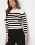 elsa.m by may Pulover Alb din Tricot Striaț cu Umeri Întăriți Lefela