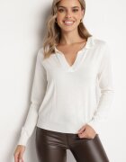 elsa.m by may Pulover Alb din Viscoză Decorat cu Guler și Borduri Ceada