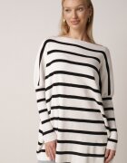 elsa.m by may Pulover Alb Oversize în Dungi cu Mâneci Liliac Caelania