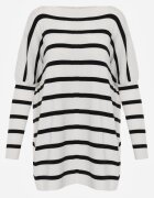 elsa.m by may Pulover Alb Oversize în Dungi cu Mâneci Liliac Caelania