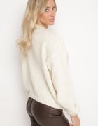 elsa.m by may Pulover Bej cu Croială Simplă cu Aplicație Decorativă în formă de Flori cu Perle Heditana