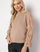 elsa.m by may Pulover Bej cu Mânecă Ajurată Decorată cu Broderie Obylike