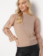 elsa.m by may Pulover Bej cu Mânecă Ajurată Decorată cu Broderie Obylike