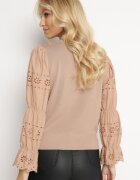 elsa.m by may Pulover Bej cu Mânecă Ajurată Decorată cu Broderie Obylike