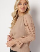 elsa.m by may Pulover Bej cu Mânecă Ajurată Decorată cu Broderie Obylike