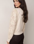 elsa.m by may Pulover Bej cu Viscoză cu Mâneci Ornamentate din Dantelă și Paiete Tiliala