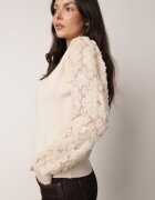 elsa.m by may Pulover Bej cu Viscoză cu Mâneci Ornamentate din Dantelă și Paiete Tiliala