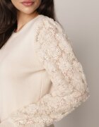 elsa.m by may Pulover Bej cu Viscoză cu Mâneci Ornamentate din Dantelă și Paiete Tiliala