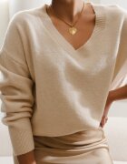 elsa.m by may Pulover bej deschis cu bumbac Oversize Yorate