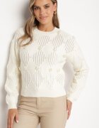 elsa.m by may Pulover Bej deschis cu croială clasică decorat cu fir metalic și perle