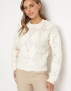 elsa.m by may Pulover Bej deschis cu croială clasică decorat cu fir metalic și perle