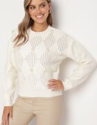 elsa.m by may Pulover Bej deschis cu croială clasică decorat cu fir metalic și perle