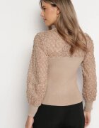 elsa.m by may Pulover Bej din Tricot Reiat cu Dantelă Ratana